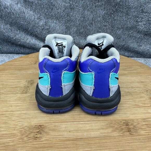 Nike Air Max 95 Shoes Boys 3C Grey Blue Teal Black Mesh Sneakers 905462-023 OG - Picture 4 of 8